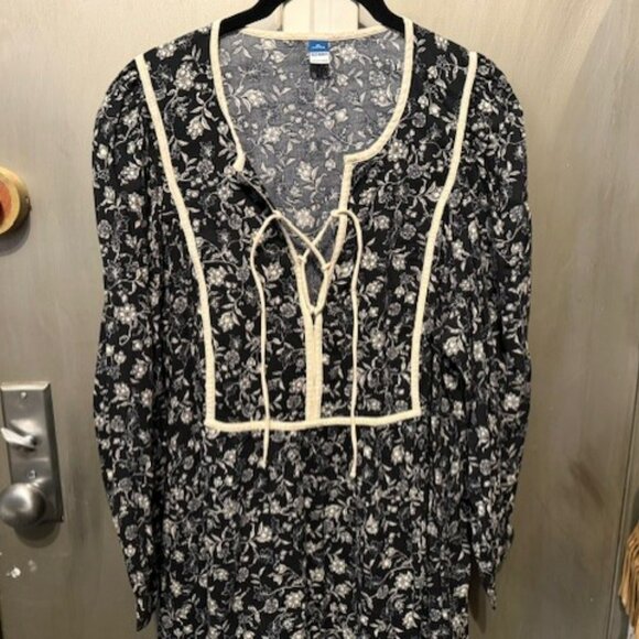 Retro Boho Antique Floral Mini Swing Dress with Puff / Balloon Sleeves - NWT - Picture 9 of 16